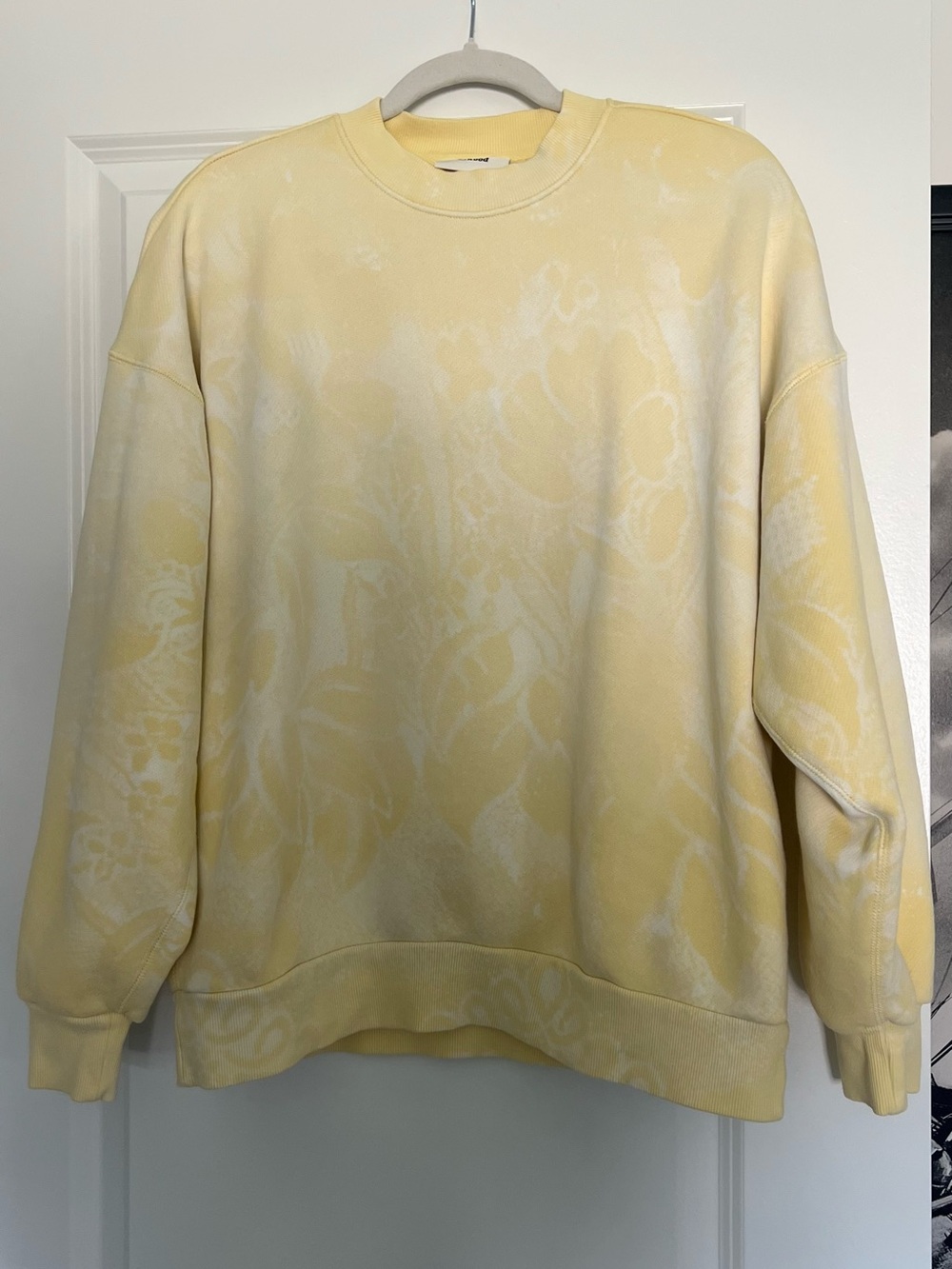 Elwood Light Yellow Floral Jacquard Oversized Crewneck Sweatshirt - Women, S